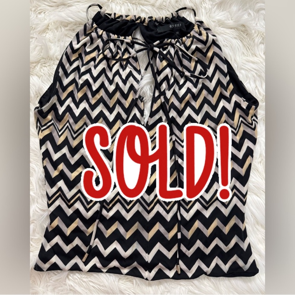 Gucci Tom Ford chevron zigzag halter blouse top gold tassel authentic size 38